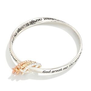 Silver and Rose Gold Inspirational Bangle Bracelet